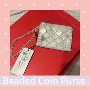 Chic Silver Beaded Wristlet